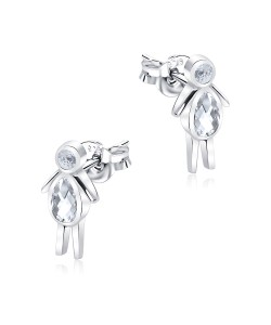 Human Shape With CZ Stone Silver Ear Stud STS-5685